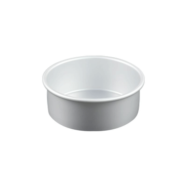 Anodized aluminum cake pan with straight body