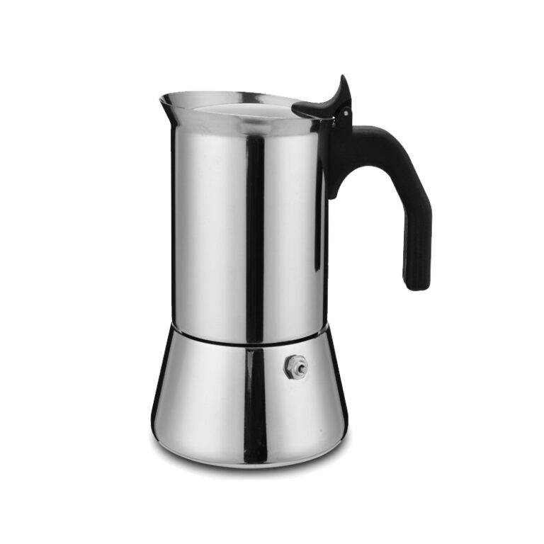 Stainless steel moka pot with straight body