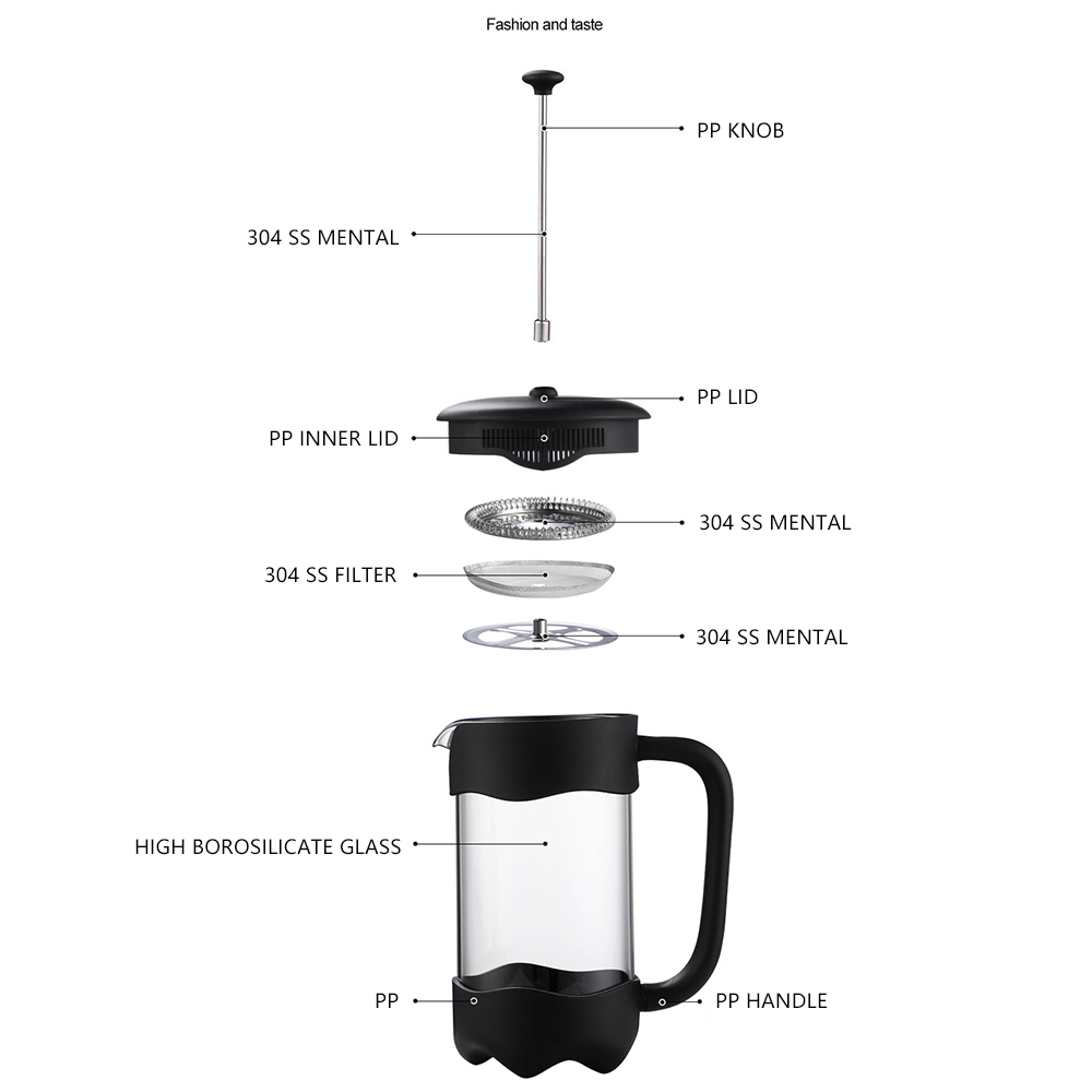 High borosilicate flower rim french press