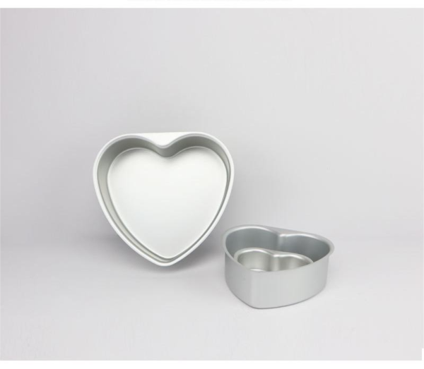 Heart shape cake pan with fixed bottom anodized aluminum