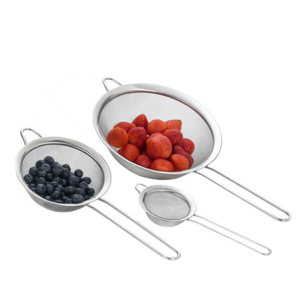 Stainless steel chinois strainer with round ears