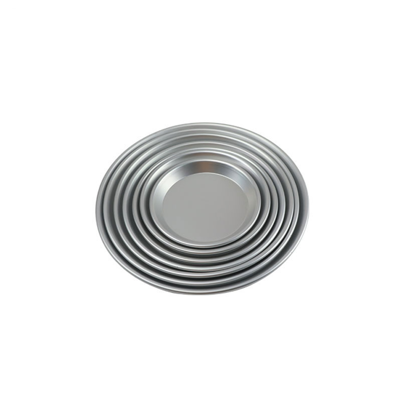 Anodized aluminum shallow pizza pan silver pizza tray 6 inch - 12 inch, height 2.5cm