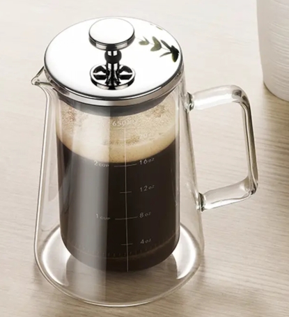 Double wall high borosilicate glass french press