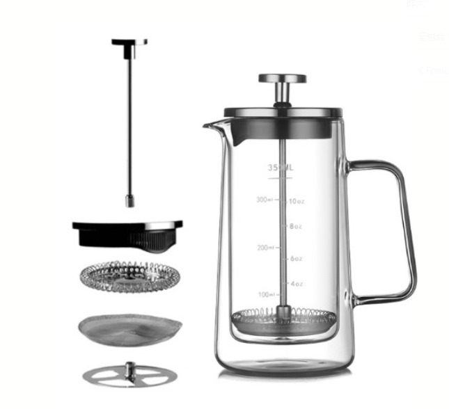 Double wall high borosilicate glass french press